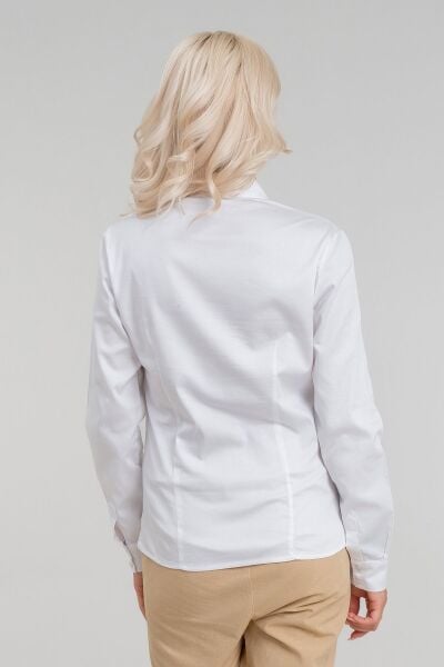 Kadın Yanda Fermuar Detaylı V Yakalı Pensli Likralı Pamuklu Kumaş Tunik Beyaz - L