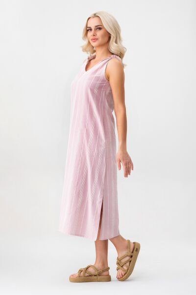 Bold & Young Çizgili Kolsuz Yazlık Cepli Elbise Pudra - XXXL