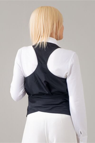 Kadın Siyah Polyamid Polyester Paraşüt Kumaş Kelebek Yelek Siyah - 1