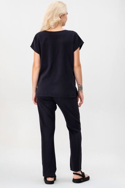 Bold & Young Kadın Çift Cepli Beli Lastikli Kordonlu Pantolon Siyah - XXL