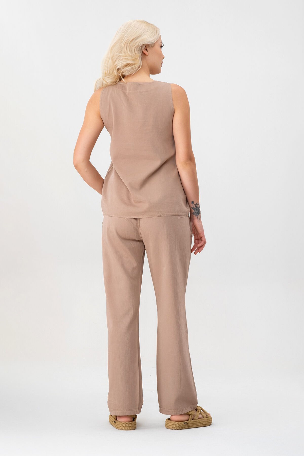 BOLD & YOUNG Kadın Kolsuz %100 Pamuklu Atlet BEJ - XXL