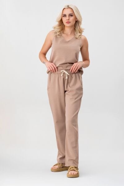 BOLD & YOUNG Kadın Kolsuz %100 Pamuklu Atlet BEJ - XXL