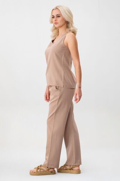 BOLD & YOUNG Kadın Kolsuz %100 Pamuklu Atlet BEJ - XXL