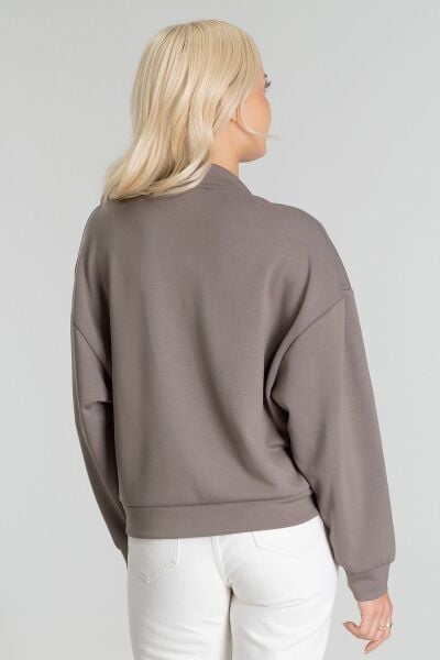 Kadın Modal Cupra Kumaş Kuşgözü Kordonlu Sweatshirt S - Gri