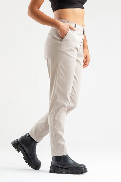 Bold & Young Kadın Likralı Pamuklu Kumaş Yandan Cepli Pantolon 2XL - BEJ