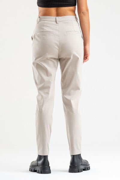 Bold & Young Kadın Likralı Pamuklu Kumaş Yandan Cepli Pantolon 2XL - BEJ