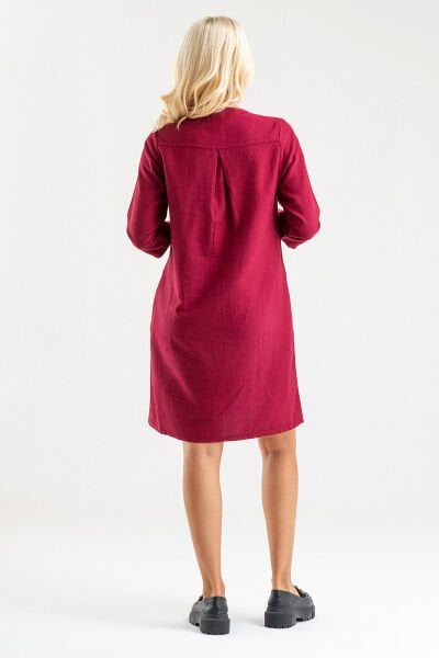 Bold&Young Kadın Bordo Kısa Kollu Pamuklu Elbise 2XL