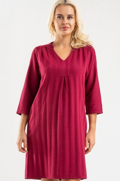 Bold&Young Kadın Bordo Kısa Kollu Pamuklu Elbise 2XL