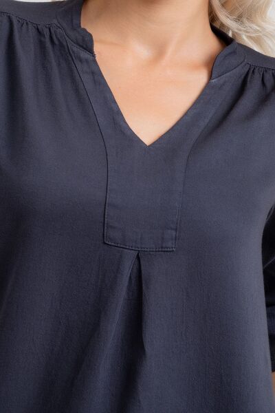 Cepli Yıkanmış Pamuk Likralı Elbise koyu antrasit - M