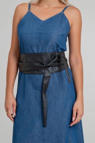 Kadın  Bağlamalı Suni Deri Kemer