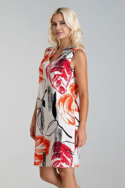 Cepli Yıkanmış Pamuk Likralı Elbise çiçek dal desen - M