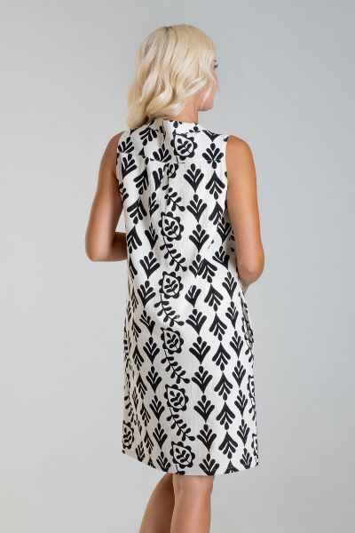 Cepli Yıkanmış Pamuk Likralı Elbise siyah çiçek desen - S