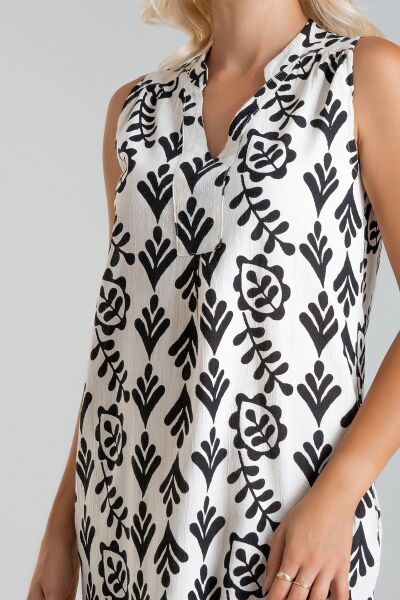 Cepli Yıkanmış Pamuk Likralı Elbise siyah çiçek desen - S