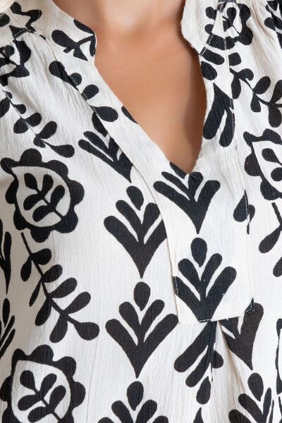 Cepli Yıkanmış Pamuk Likralı Elbise siyah çiçek desen - S
