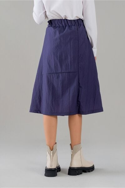 Kadın Yeşil Astarlı Fermuarlı Astarlı Cepli Paraşüt Etek indigo fuşya astarlı - L