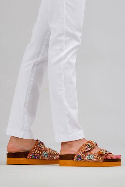 Kadın Bel Lastikli  Kordonlu Power Likralı Kumaş Pantolon Beyaz - XL