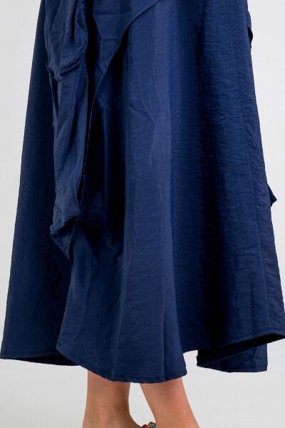 Kadın  Kargo Cepli Fermuarlı İnce Etek Lacivert - M