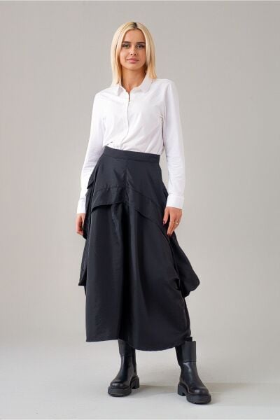 Kadın  Kargo Cepli Fermuarlı İnce Etek Siyah - M