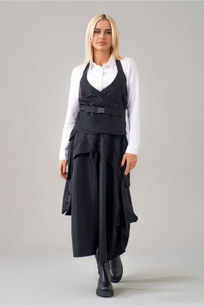 Kadın  Kargo Cepli Fermuarlı İnce Etek Siyah - M