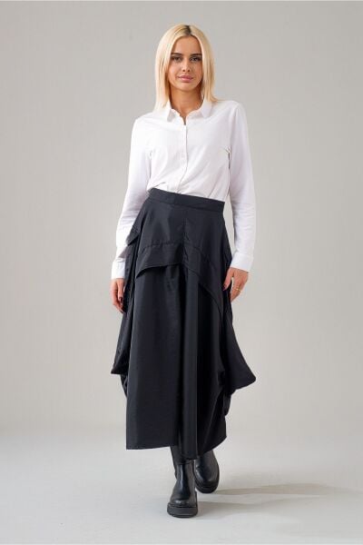 Kadın  Kargo Cepli Fermuarlı İnce Etek Siyah - M