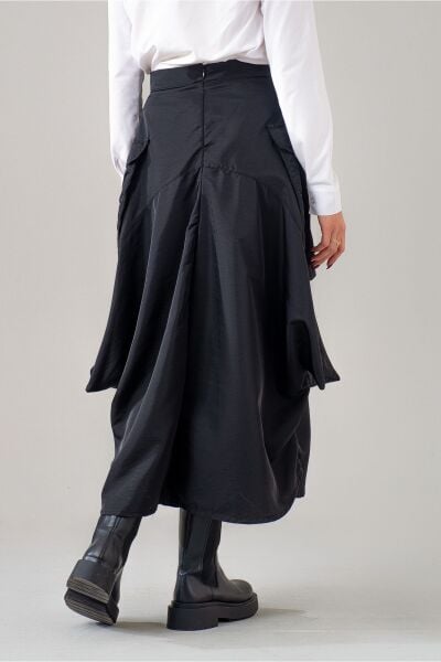 Kadın  Kargo Cepli Fermuarlı İnce Etek Siyah - M