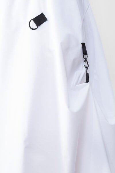 Bold & Young Kadın Tokalı Cepli Beli Lastikli Etek S - Beyaz