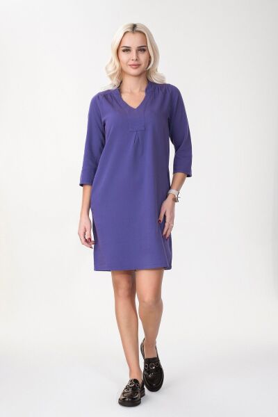 Kadın Siyah Renk Cepli Dik Yakalı Kuşaklı Cepli Pamuklu Gömlek Elbise Saks mavi - XL