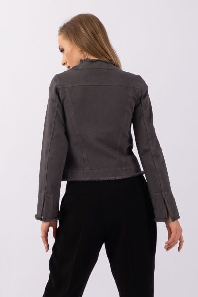 Kadın Power Strech Çıt Çıtlı Slim Fit Denim Ceket ANTRASİT - 42