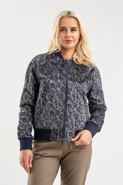BOLD & YOUNG Kadın Desenli Likralı Pamuklu Kadife Kumaş, Çift Cepli, Kaşkorseli Pilot Mont Haki - 3XL