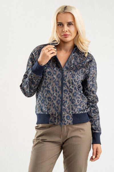 BOLD & YOUNG Kadın Desenli Likralı Pamuklu Kadife Kumaş, Çift Cepli, Kaşkorseli Pilot Mont Haki - 3XL