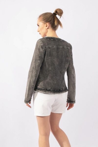 Kadın Power Strech Bleach Washing Siyah Kot Ceket 36 - ANTRASİT