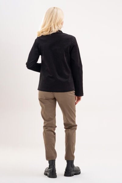 Bold & Young Kadın Baskılı Kadife Blazer Ceket – Likralı Pamuklu Kumaş, Astarlı, Çift Cepli 3XL - Balıksırtı