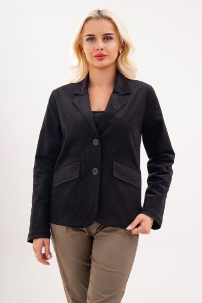 Bold & Young Kadın Baskılı Kadife Blazer Ceket – Likralı Pamuklu Kumaş, Astarlı, Çift Cepli 3XL - Balıksırtı