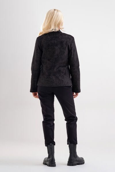 Bold & Young Kadın Baskılı Kadife Blazer Ceket – Likralı Pamuklu Kumaş, Astarlı, Çift Cepli 3XL - Kadife Desenli