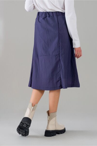 Kadın Yeşil Astarlı Fermuarlı Astarlı Cepli Paraşüt Etek indigo - M