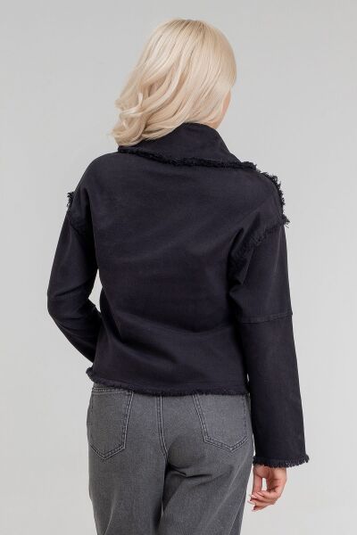 Kadın Power Likralı Pamuklu Kumaş Kol ve Önü Çıt Çıtlı Pis Dikişli Mont Siyah - 2XL